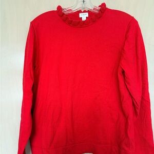 J.Crew Red Ruffle Neck Sweater